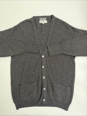 Vintage Sulka Men's Charcoal Gray Cashmere Button-Up‎ Cardigan Sweater Size 42